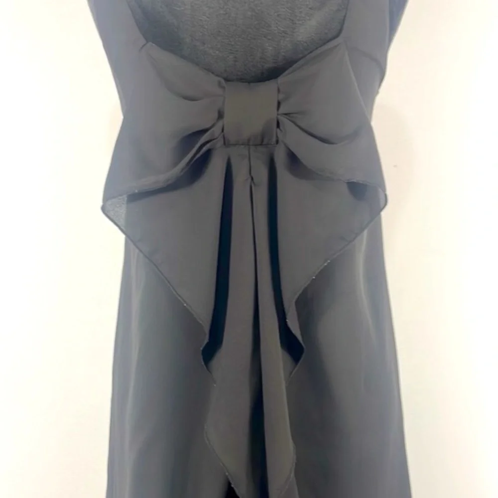Miami Black Back Bow Dress, Small, Sheer with slip,mini, little black dress - Picture 4 of 10